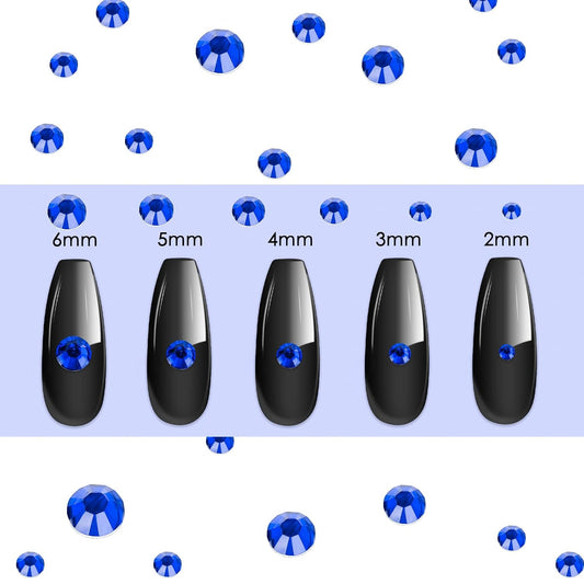 Canvalite 2784PCS Blue Rhinestones Flatback Gems, Nail Rhinestones Nail Art Gems with Glues, Pick Up Tweezers and Rhinestone Picker Dotting Pen, Nail Art Tools for Nails, Clothes, Face, Crafts