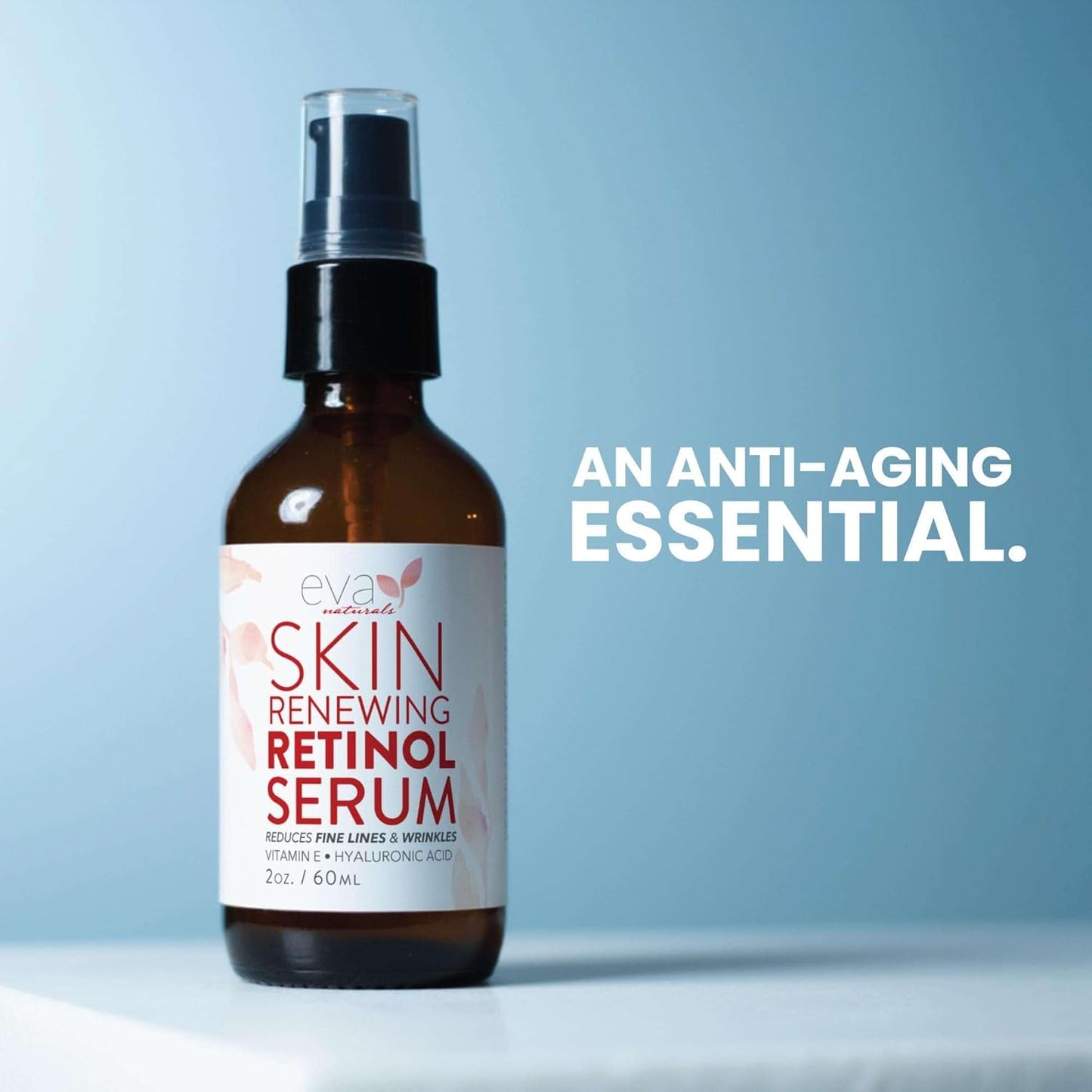 Eva Naturals Retinol Serum for Face – Anti Aging Night Serum with Hyaluronic Acid, Vitamin E, Witch Hazel, Aloe – Wrinkle Moisturizer, Dark Spot Corrector, Acne Scar Treatment, Skin Brightening – 2oz