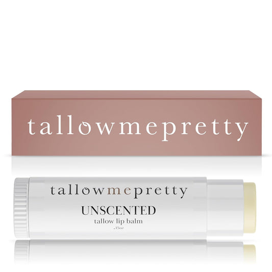 Unscented Lip Balm, Ultra-Soothing, Deeply Hydrating Tallow Lip Balm with Grass Fed Beef Tallow, Beeswax, Jojoba Oil & More, Non Toxic Lip Care, Made in the USA, 0.15 Oz.