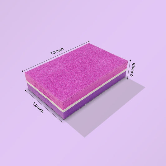 Moray Nail Buffer, Buffer Block Nail File 100/180 Grit, Mini Nail Buffers Block Sponge Double Sided Nail File for Acrylic Nails Manicure Tools 50PCS (Pink-Purple)