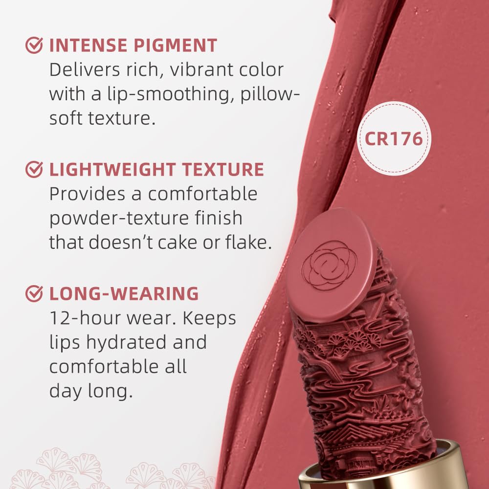 Catkin Semi-Matte Lipstick Hydrating High Impact Color Infused with Vitamin E and Avocado Oil Smooth Soft Texture Long Lasting Matte Finish 176