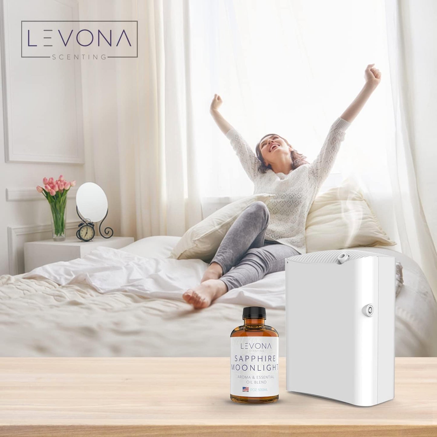 Levona Scent Essential Oil - Fresh Aroma for Home, Office, Hotel & Spa, Perfect in Humidifiers and Diffusers, Luxury Fragrance, with Lemon & Aqua Marine Notes - 500ml/ 17 fl oz, Sapphire Moonlight