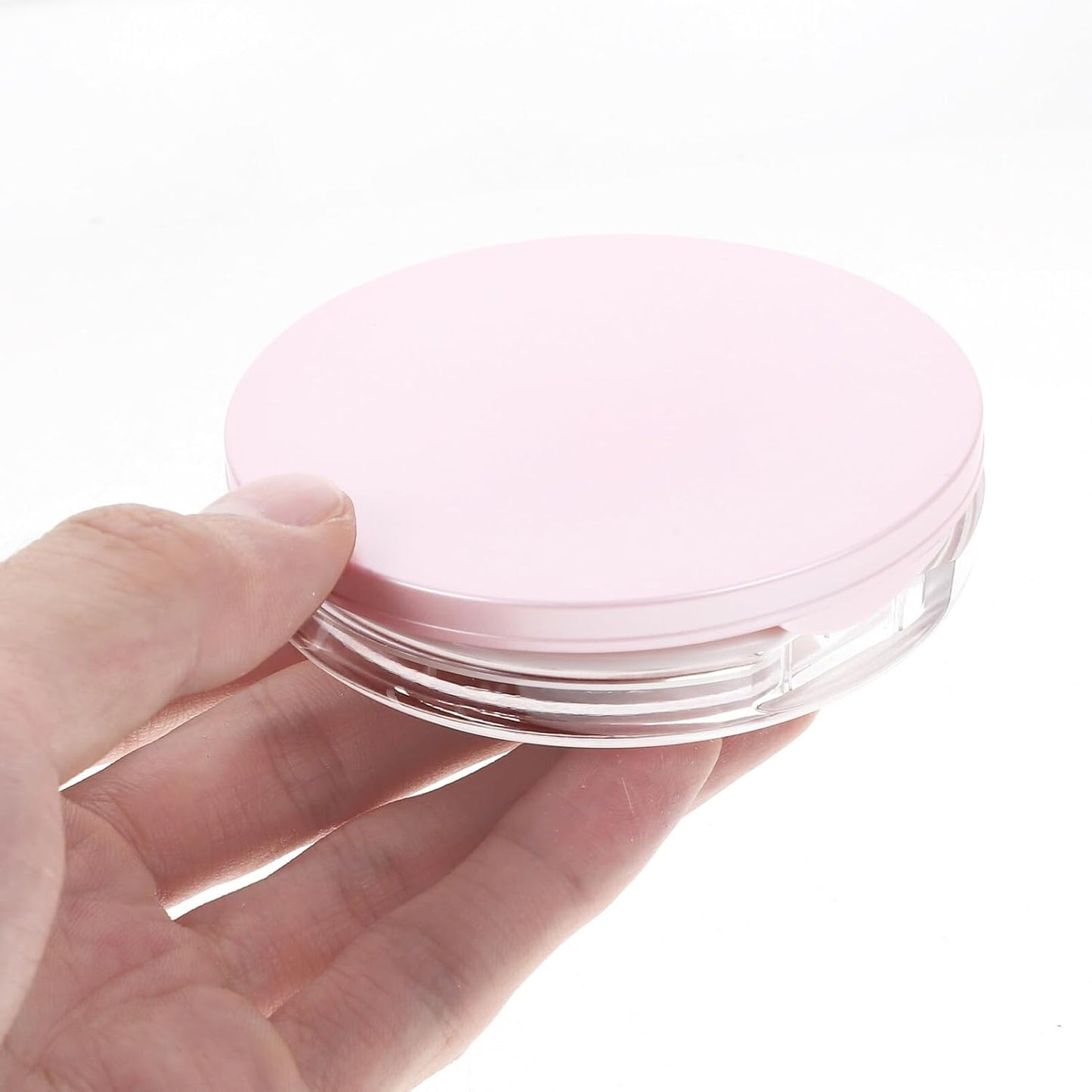 Beaupretty 2pcs Cushion Compact Case With Puff Reusable Loose Powder Container with Mirror Plastic DIY Empty Makeup Powder Case With Elasticated Net Sifter