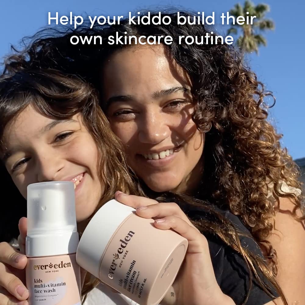 Evereden Kids Face Cream: Cool Peach, 1.7 oz. | Face Lotion | Clean and Non-Toxic Face Moisturizer | Multi-Vitamin Skin Care for Kids