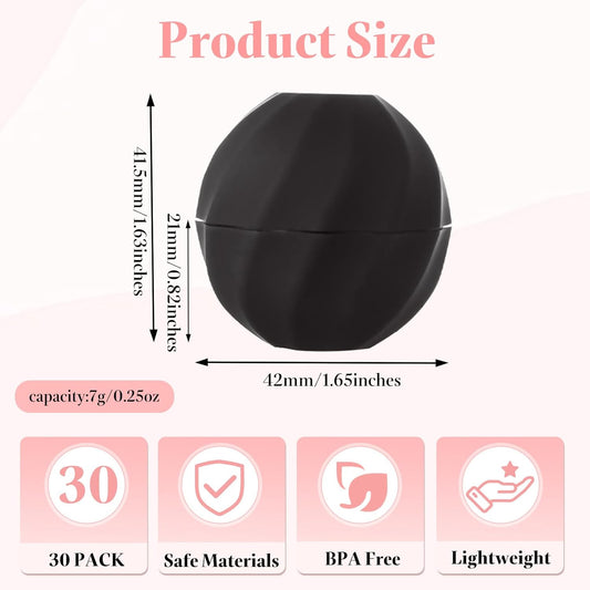 30 PCS Sphere Lip Balm Containers, 0.25 oz Lip Balm Containers Empty, Refillable Screw Cap Empty Lip Balm Tubes for Make Natural Lip Balm Lip Care