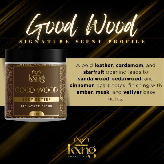 KXNG Cosmetics, Body Butter, Organic Skin Care for Men and Women, Body Moisturizer Lotions and Creams, Raw Shea Butter, Cocoa Butter, Mango, Coconut Oil, Hand, Foot, All Skin Types (Good Wood XL)