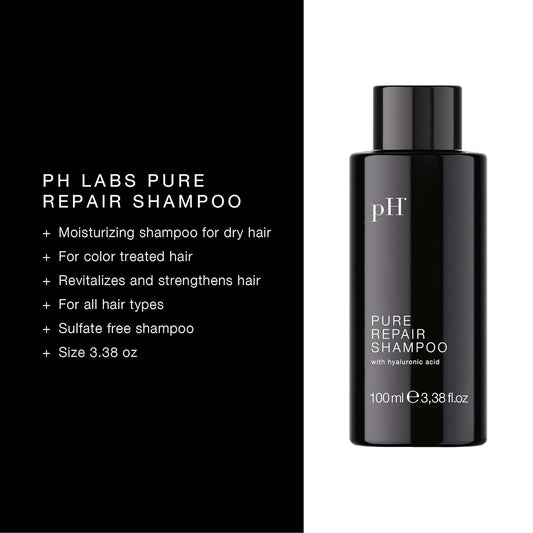 pH PURE HAIR Repair Moisturizing Shampoo 3.38 Oz - Hydrating Shampoo for Dry, Damaged & Color-Treated Hair - Revitalizing, Nourishing Formula to Restore Softness, Shine & Strength