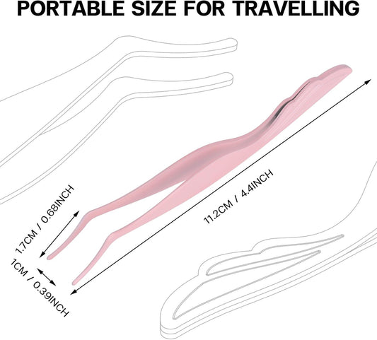 Pretty memory Eyelash Applicator Tool DIY False Curved Eyelash Extension Tweezer for Volume Lashes Application and Removal, Pink