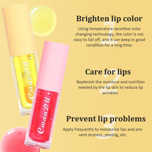 evpct 6Pcs Mini Clear Color Change Changing PH Tinted Lip Gloss Sets for Women, Lip Oil Gloss Balm Tint Stain Glaze Pack Hydrating Moisturizer Lipstick Magic labiales magicos 0.071fl.oz *6