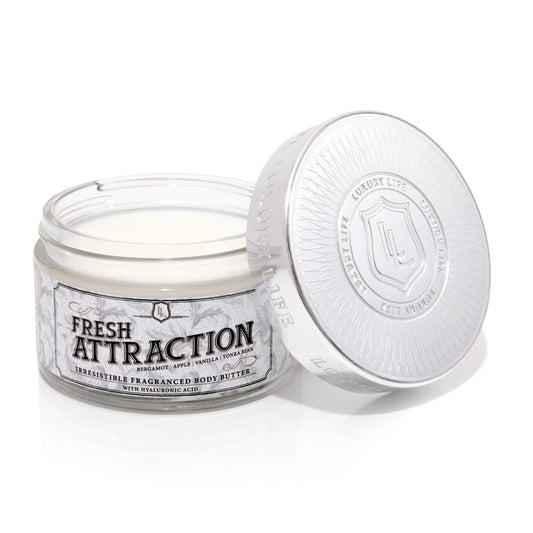 LUXURY LIFE BUTTER - Irresistibly Scented Body Butter with Hyaluronic Acid for Ultimate Moisture. Luxurious Natural Fragrance. Hydrates for a Non-Greasy Glamorous Glow, Fresh Attraction, 5 oz.