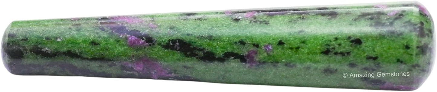 Amazing Gemstone Ruby Zoisite Crystal Wand Massage Stick - Pelvic Wand Gua Sha for Adults - Crystals and Healing Stones Massage Wands for Adults Gifts (Smooth)