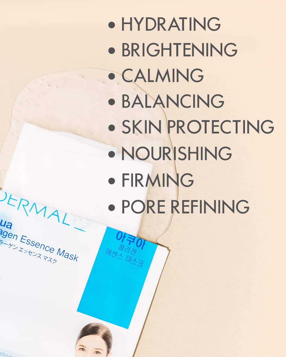 DERMAL 78 Combo Pack Collagen Essence Korean Face Mask - Hydrating & Soothing Facial Mask with Panthenol - Hypoallergenic Self Care Sheet Mask for All Skin Types - Natural Home Spa Treatment Masks