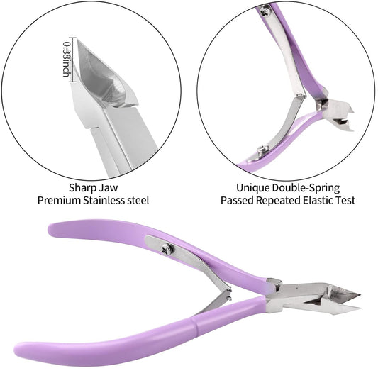 Cuticle Trimmer with Cuticle Pusher and Cutter-YINYIN Cuticle Nipper Professional Stainless Steel Cuticle Clippers Durable Pedicure Manicure Tools for Fingernails and Toenails(Purple)
