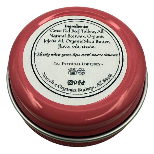 Tallow Lip Balm | 100% Organic Tallow, Organic Beeswax, Jojoba, and Shea Butter | Moisturizing Lip Care for Dry, Chapped Lips | Handcrafted in USA - Razzleberry