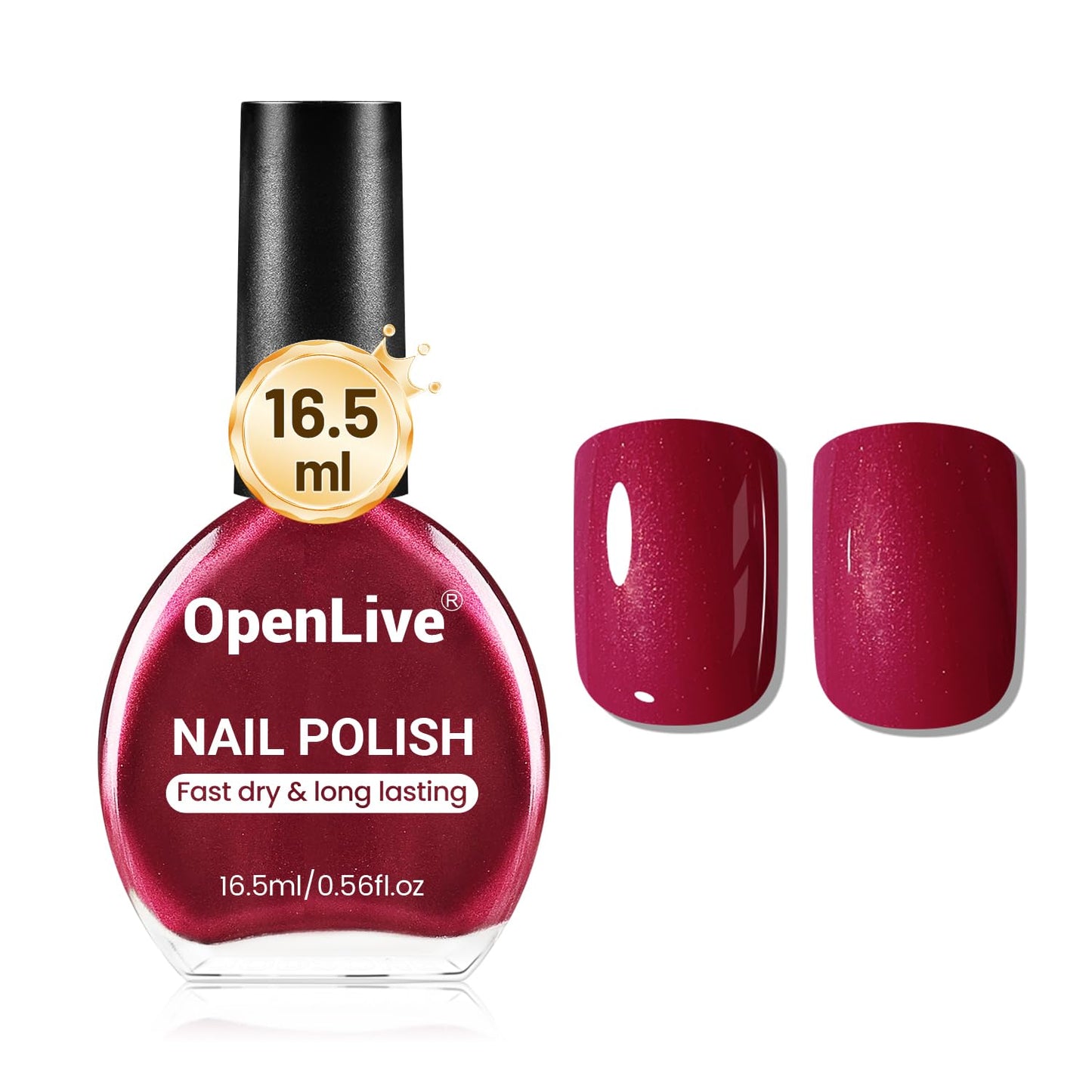 16.5ml Red Glitter Nail Polish Large Volume Quick Dry Nail Polish, Long Lasting Shine, Fingernail Toenail Nail Art DIY Home Travel Nail Art Gift