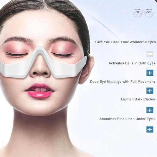 Under Eye Red Light Therapy Glasses - Microcurrent Eye Massager with 2 Modes, Red Light Therapy Relieve Eyes Bags & Wrinkles, Dark Circles Treatment Device