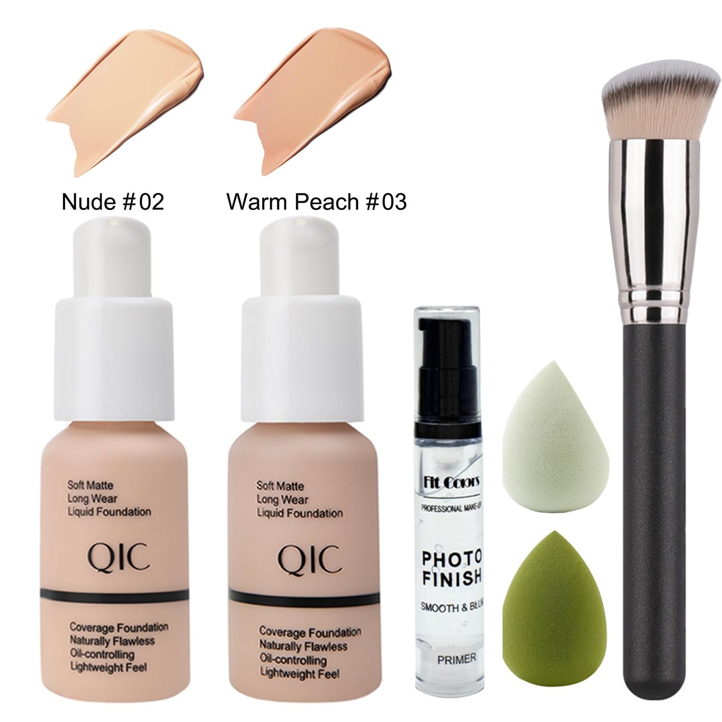 All In One Makeup Kit Full Kit,12 Colors Eyeshadow Palette,6 Colors Lipstick Set,2Full Coverage Foundation,Primer, Eyebrow Soap,Waterproof Eyeliner and Mascara(102 Nude +103 Warm peach+Shimmer Shadow)