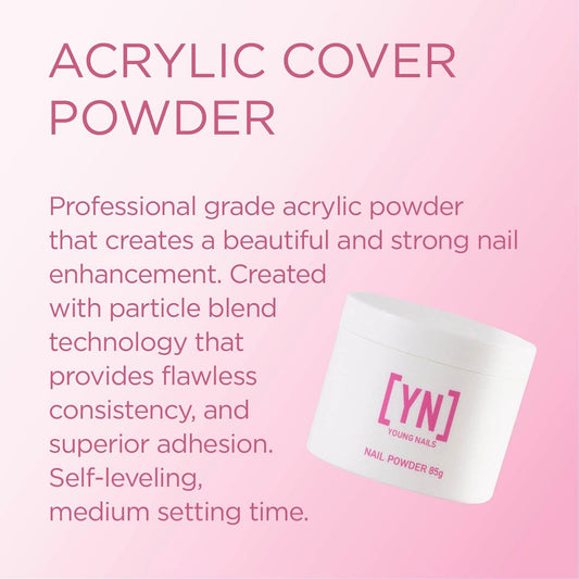 Young Nails Acrylic Cover Powder - Self-Leveling Acrylic Nail Powder, Clear Nude Pink White Acrylic Powder for Nail Extenstion, Professional Grade, Superior Adhesion, Color - Rosebud, 85g