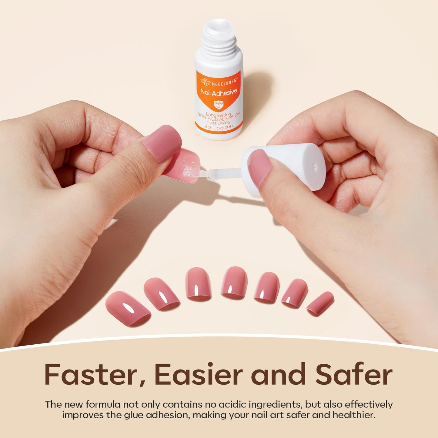 Modelones Nail Glue for Press Ons, Press On Nails and Acrylic Nails, 10 ML Super Strong Long Lasting Gel Nail Glue for Nail Tips, Upgrade Safety Non-Acid Non-Toxic, No need LED Lamp