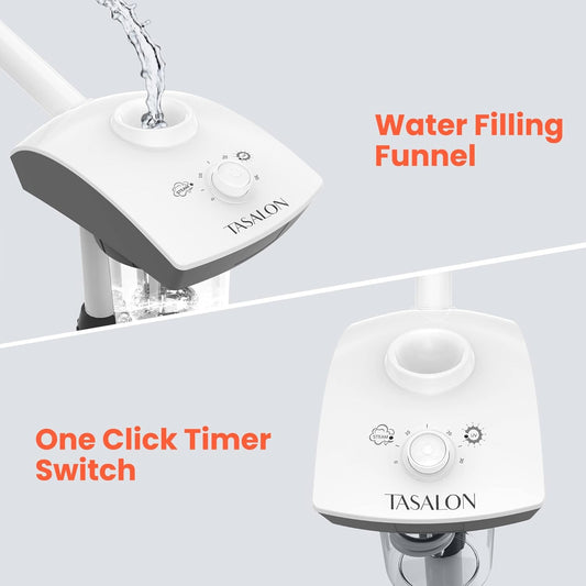 TASALON Professional Facial Steamer Machine on Wheels, Standing Esthetician Steamer with Hot Ozone Mist, Facial Be Used for Skin Rejuvenation, Steamer for Facial Used for Spa or Personal Care, White