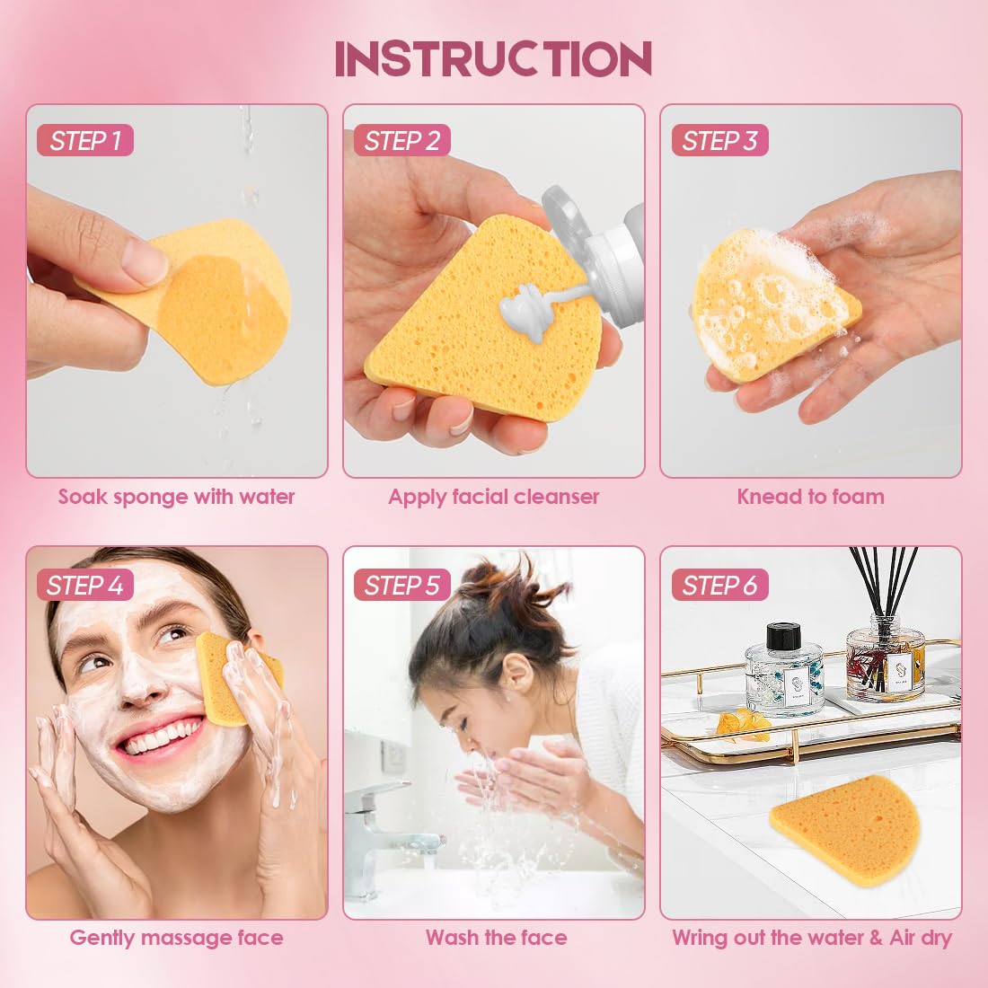 AIDEA 96Count Facial Sponges Compressed, Face Sponges for Cleansing, Natural Cosmetic Makeup Sponges, Sponges for Washing Face, Exfoliating, Makeup Removal, Travel Essentials for Women