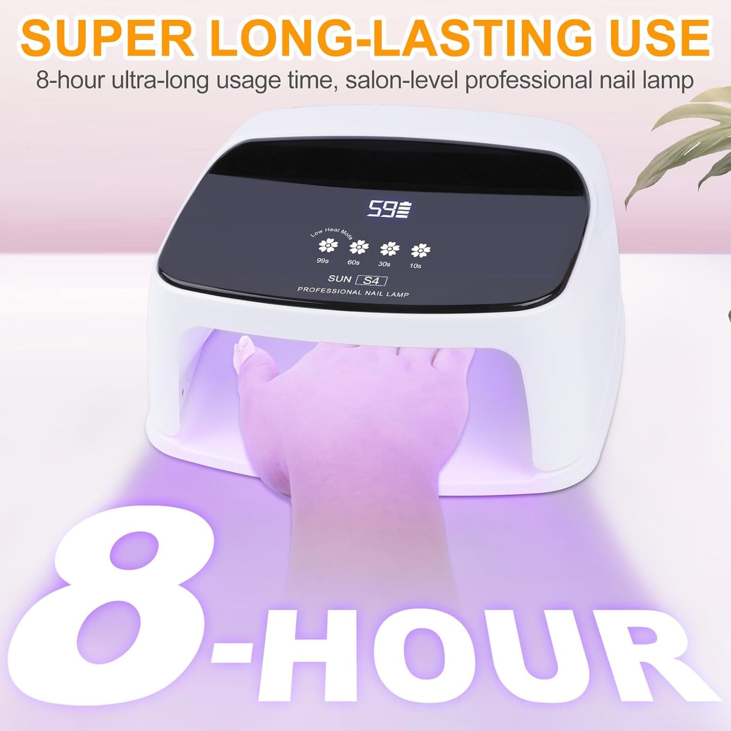 Cordless Nail Lamp, 288W 8 Hours Super Long-Lasting Rechargeable for Nail Art at Home and in Salons