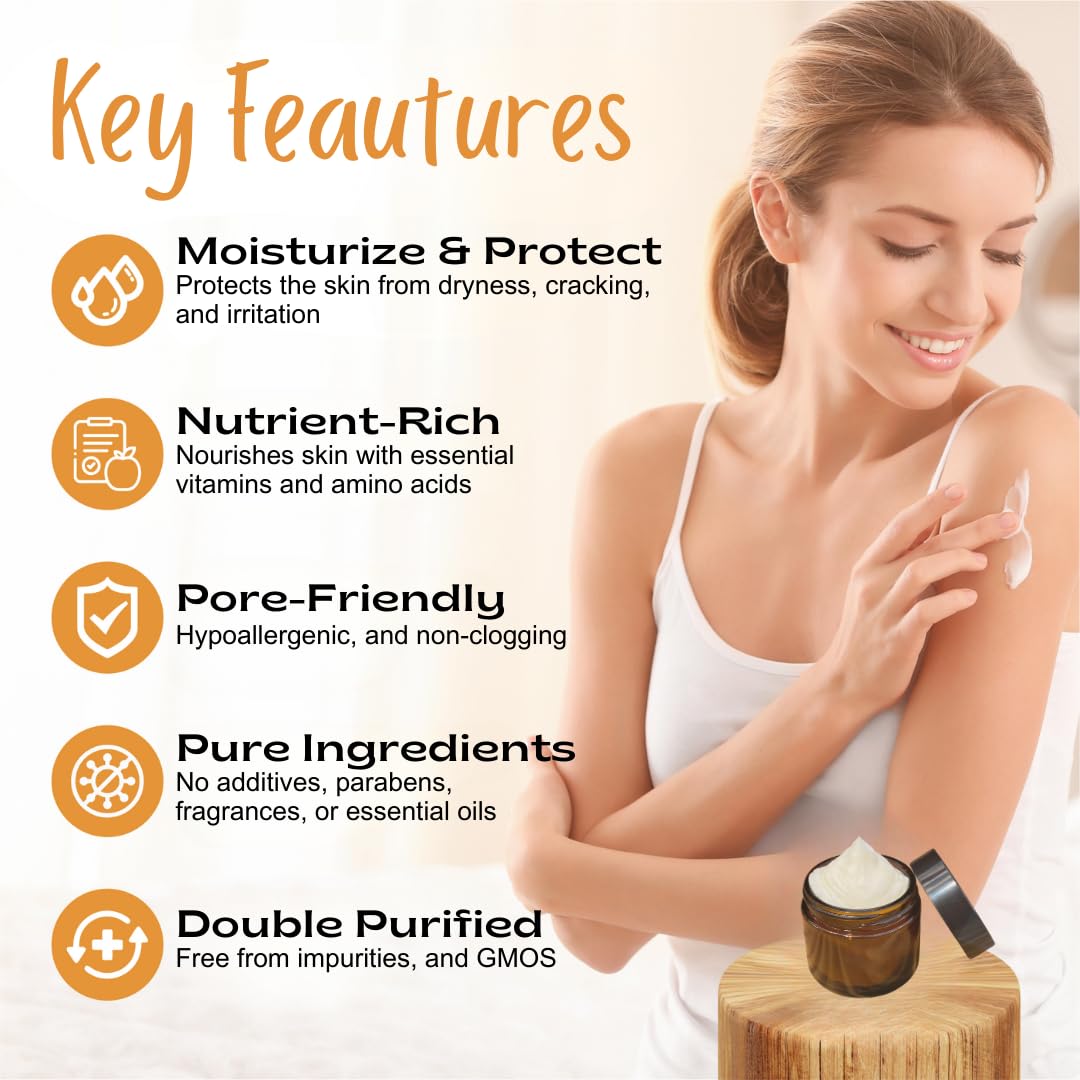 Untamed Organics Pure Tallow 100% Grass-Fed Grass-Finished Beef Tallow Balm For Skin Care - Full Body & Face Moisturizer For Sensitive Skin, Eczema - All-Purpose Pure Tallow Cream (Unscented) 2 oz