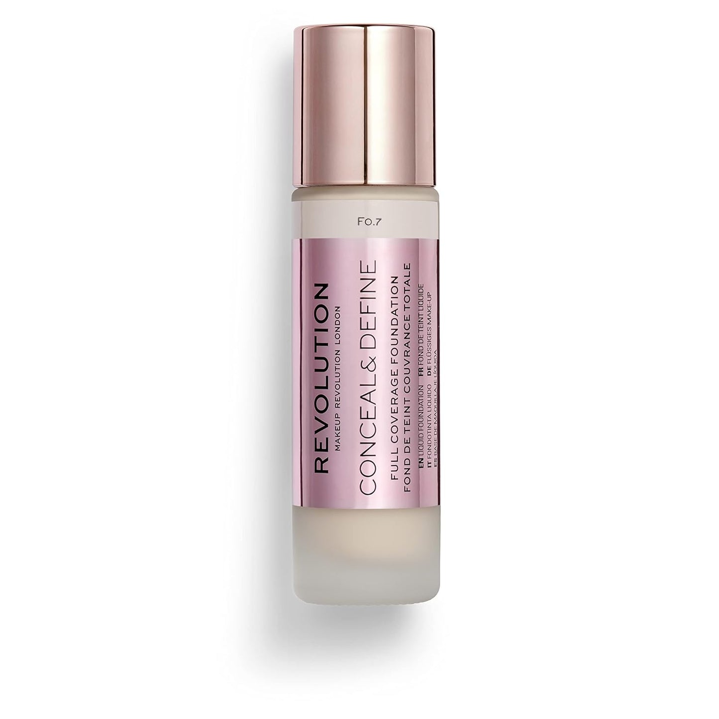 Revolution Beauty, Conceal & Define Foundation, Full Coverage, Long-Lasting Matte Finish, Vegan & Cruelty Free, F1 Fair Skin Tones, 0.8 Fl. Oz.