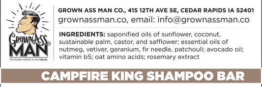 Solid Shampoo Bar Rich Lather 3 in 1: Hair, Beard & Body Wash - Plastic Free & Eco-Friendly, Natural & Organic Clean for All Hair Types, 4oz Bar (Campfire King, Single)