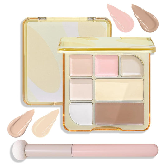 7 Colors Concealer Contour Palette,Correcting Concealer Makeup Palette 7 In 1 Contouring Foundation Cream Contour Palette for Redness,Dark Circles,Blemish,Acne(03#)