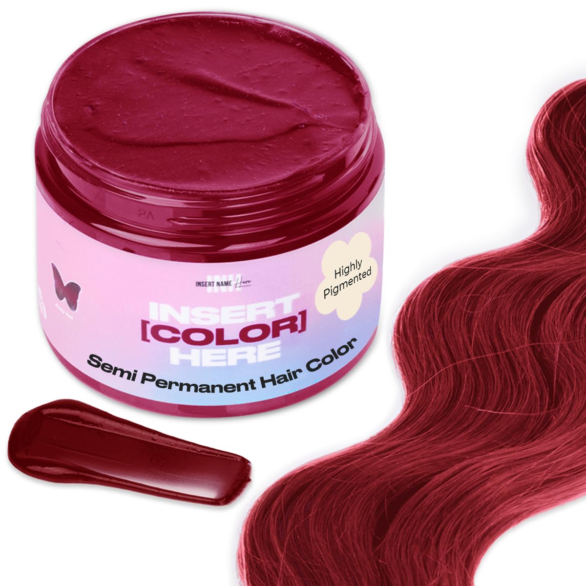 INH Semi Permanent Hair Color | Color Depositing Conditioner | Ruby Red Hair Dye | No Bleach & No Peroxide Temporary Tint for Women & Men | Vegan, Ammonia Free, & Sulfate Free | Ready to Use, 6oz