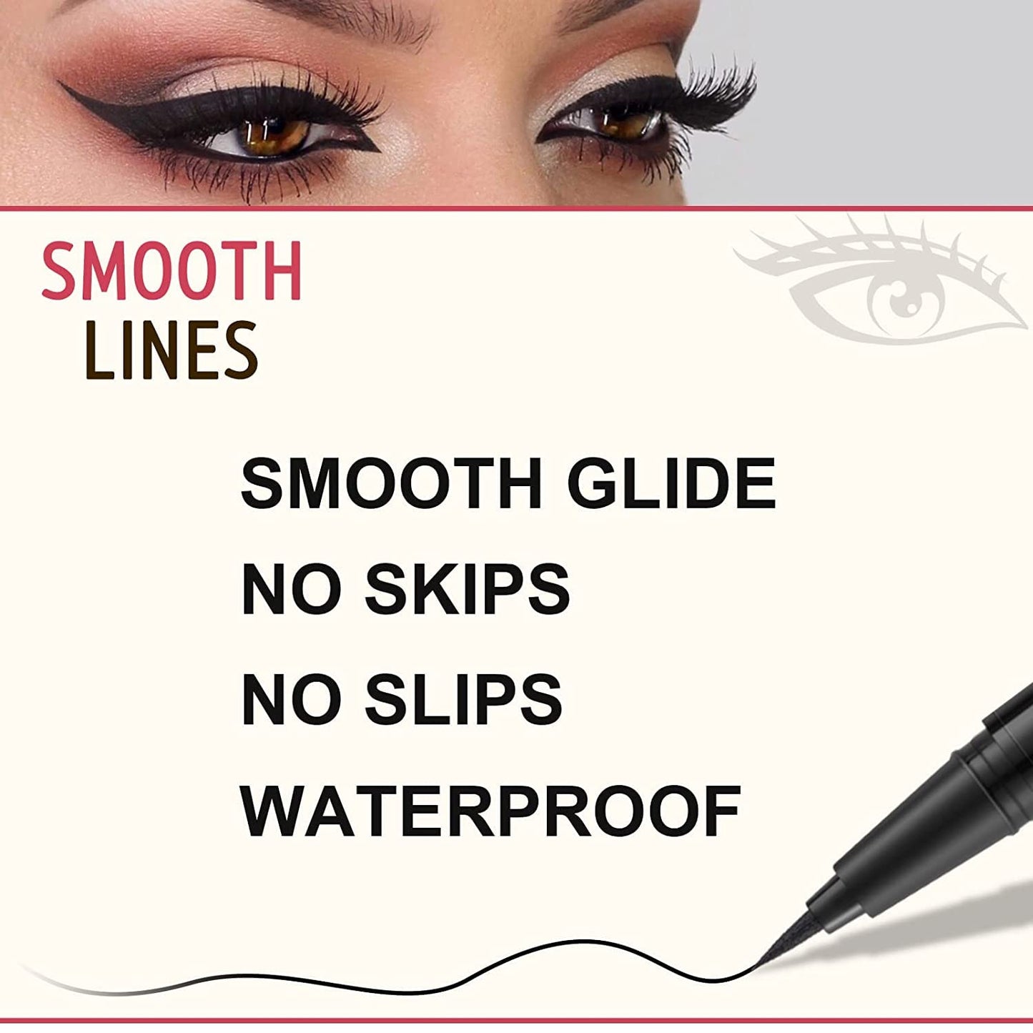 LAVONE Eyebrow Stamp Pencil Kit - Makeup Brow Stamp Trio with Waterproof Eyebrow Pencil, Eyeliner, Pomade, Dual-ended Brush - Dark Coffee