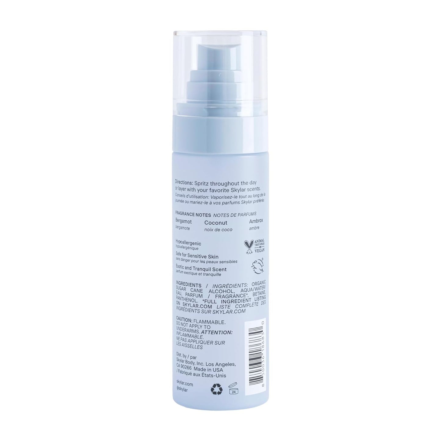 Skylar Coconut Cove Hair & Body Mist | Hypoallergenic & Clean Fragrance | Vegan, Cruelty Free, and Safe For Sensitive Skin | 80 ML, 2.7 Fl Oz