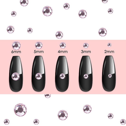 Canvalite 2784Pcs Pink Rhinestones Nail Art Gems with Tools, Flat Back Matte, Plastic, Nail Art, Rhinestones, Tweezer, Double Point Dotting Pen, 5Pcs Jewelry Glues