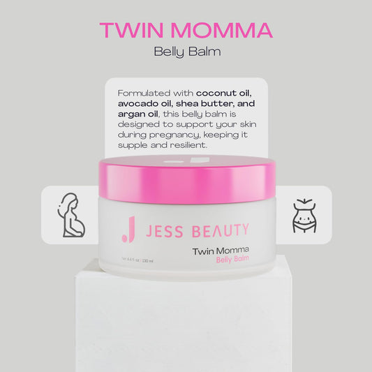 JESS BEAUTY | Twin Momma Belly Balm Lotion Coconut Oil & Avocado Oil | Skin Care Maternity Postpartum Essentials 4.4 fl oz