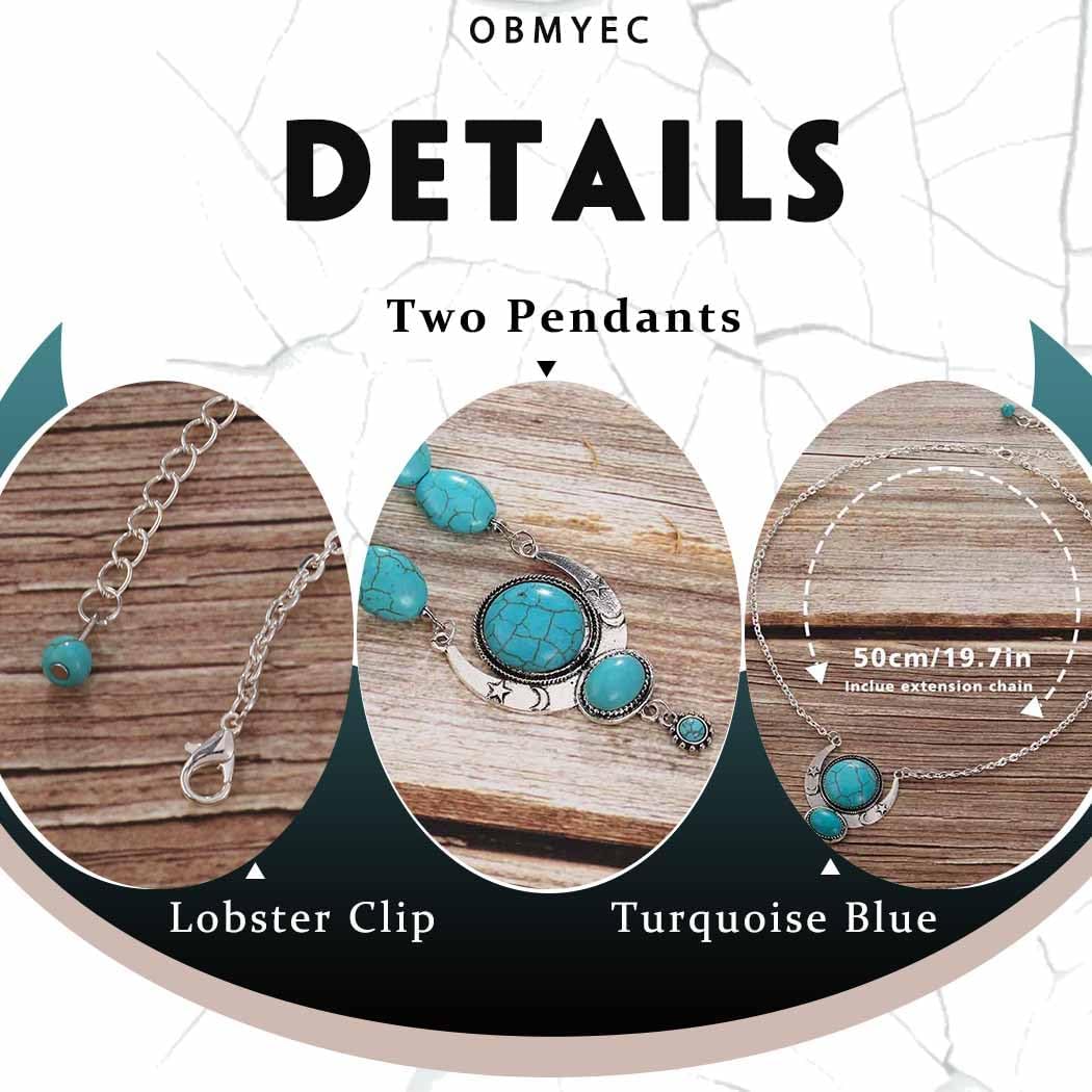 Y2K Necklace Puffy Turquoise Beaded Necklaces Pendant Boho Necklace Leather Choker Wrap Necklaces Jewelry for Women