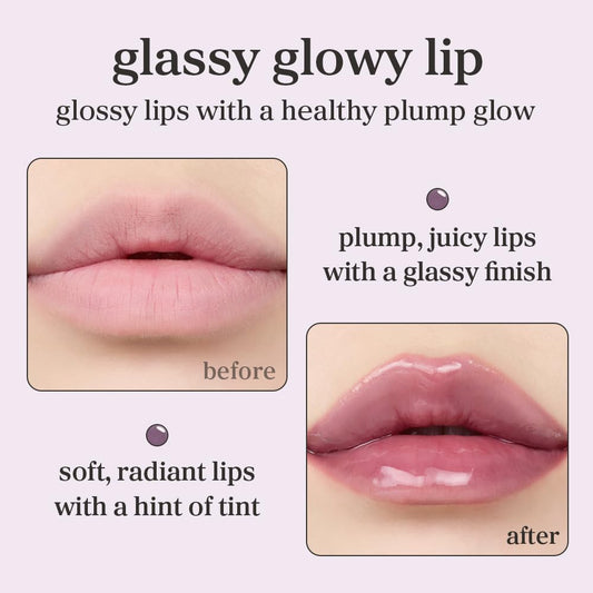 NOONI Korean Lip Oil - Appleblacktea | Long-Lasting, Moisturizing, Plumping, Revitalizing for Dry Lips, Waterproof, No Peel Off, Hydrating, Nourishing Crystal Clear, 0.12 FL Oz