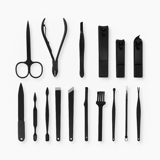 Earth & I 16 pc + Leatherette Case Nail Manicure Kit, Nail Trimmers, Toe Clippers, Toenail Nails Cutter, Mens Care, Mens Travel Toiletries, Manicure and Pedicure Kit for Women & Man