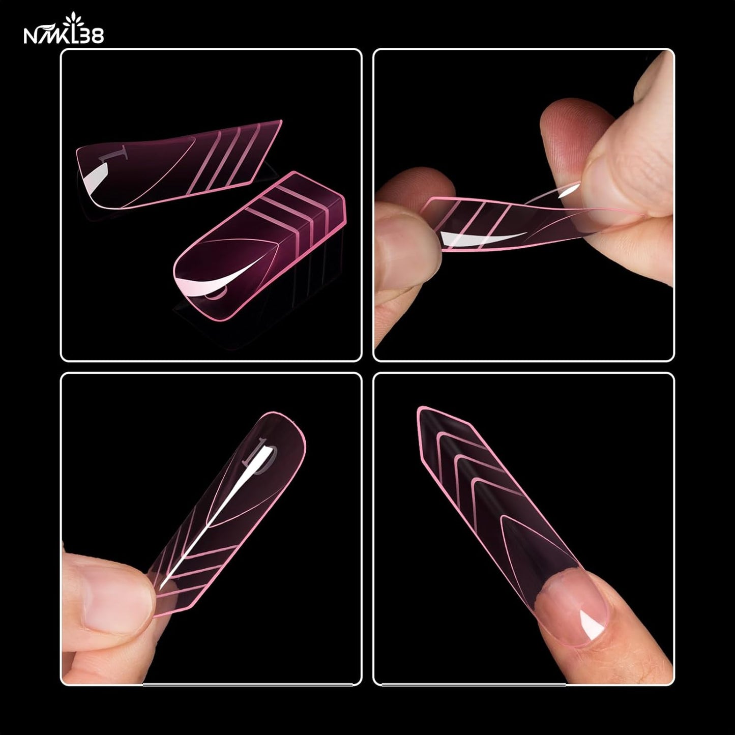 NMKL38 150PCS Dual Nail Forms 15 Sizes Extension Poly Nail Gel Full Cover Nail Molds With Scale