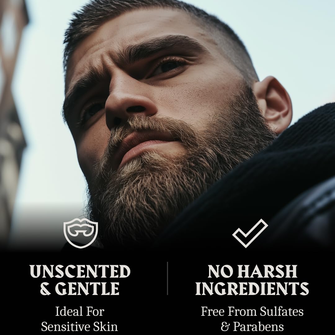 Striking Viking Unscented Beard Wash & Conditioner - 10 Fl Oz, Pack of 2 - Deep Cleansing Oil Formula - Fragrance-Free Beard Wash - Soothing Jojoba Oil Softener