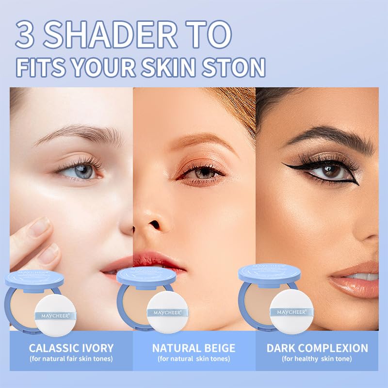 Oil Control Face Pressed Powder, Matte and Smooth Translucent Powder Setting Powder Makeup, Waterproof Long Lasting Finishing Face Powder, Cruelty-free, 0.35Oz (02 Natural)