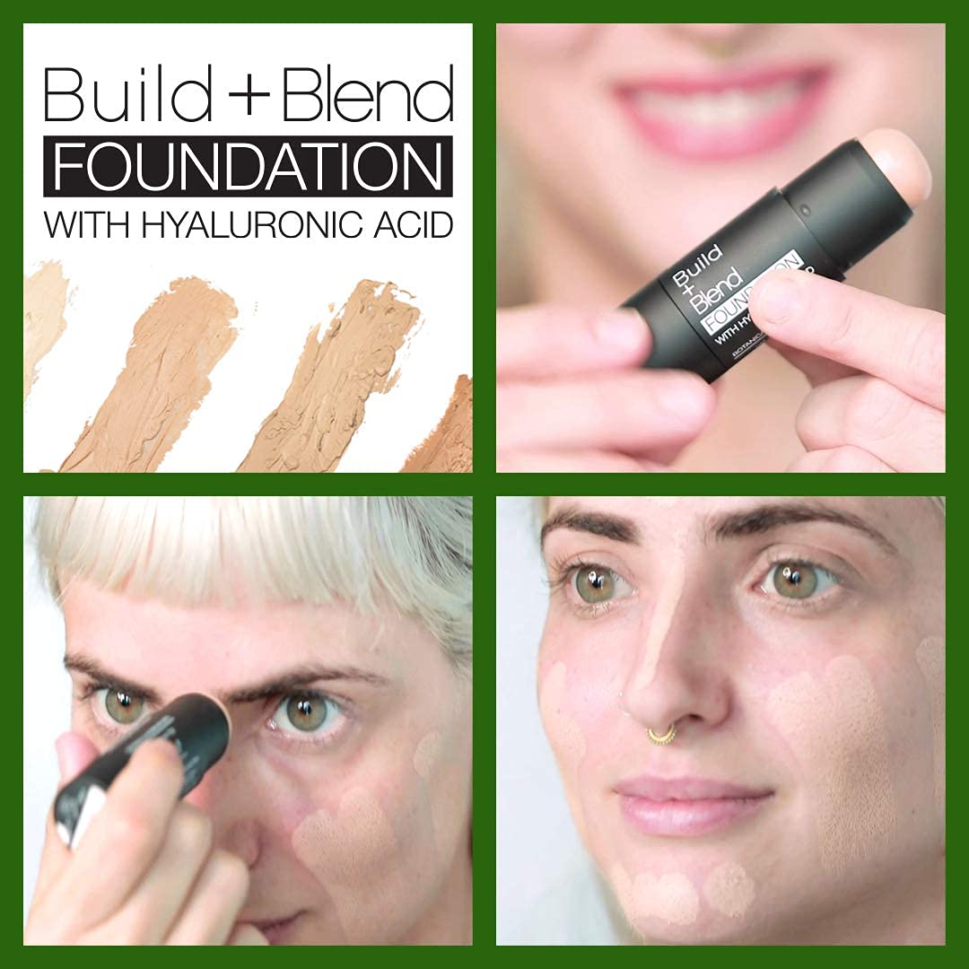 Palladio BUILD & BLEND Foundation Stick, Medium Coverage Buildable Contour Stick for Face, Ultra Blendable Creamy Formula for a Natural Shine Free Finish, Professional Makeup, 0.25 Ounce (Almond)