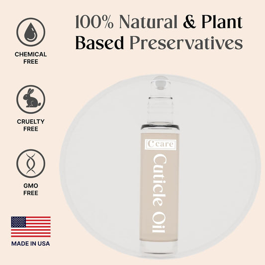 C CARE Fragrance Free Roll-On Cuticle Oil | Natural Revitalizing Hydrating Nail Oil | Repaires Cuticles Overnight | For Damaged Skin And Thin Nails | Paraben Cruelty Free Formula | 10ml