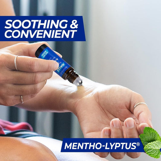 Halls Breathe Essential Oil Roll On Mentho-Lyptus – Refreshing Menthol and Eucalyptus Blend for Focus and Breathing Support, On-The-Go Wellness Aroma, 10mL Non-Greasy Skin Formula