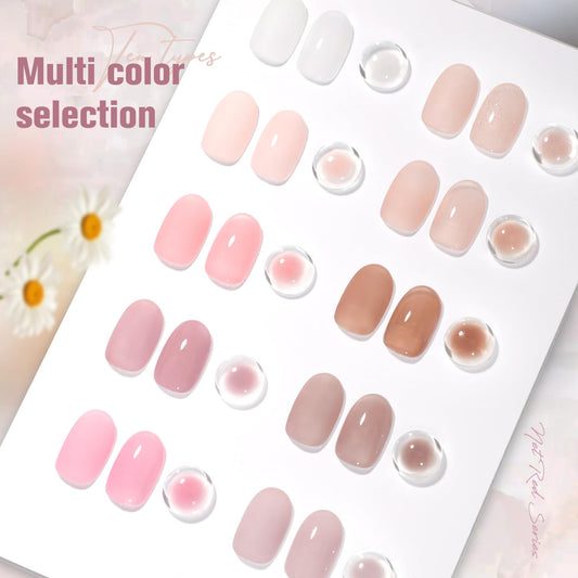 Jelly Nude Gel Nail Polish Set, 10Pcs Sheer Milky White Pink Transparent Gel Polish Kit UV LED Nail Gel Polish Colors Varnish Nail Art DIY Salon 7ML