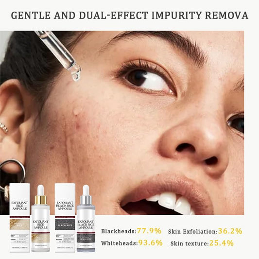Black and White Rice Peeling, New Soft Rice Exfoliating Face and Body, Black and White Rice Exfoliant for All Skin Types, Gentle Peel & Deep Hydration (White+Black) 2pcs