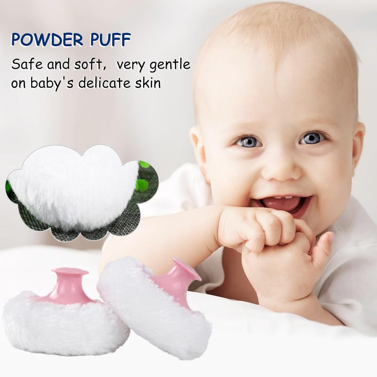 Body Powder Puff and Container for Dusting Powder, Women Powder Puff and Powder Case for Bath and Travel (Sakura)