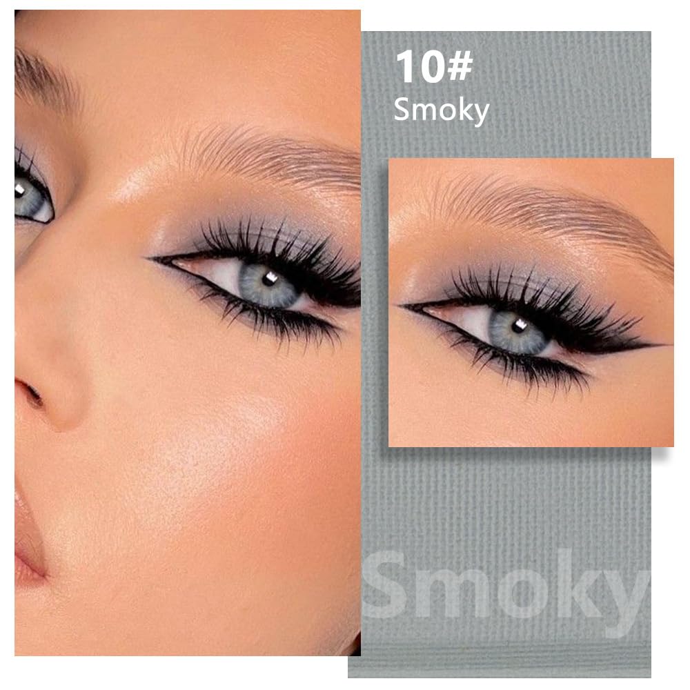 Buildable Matte Eyeshadow Makeup Palette Single - Smoky Gray Shades | Creamy Pressed Powder for Easy Blending | Mini Travel Palette for Women | Everyday Natural Eye Makeup