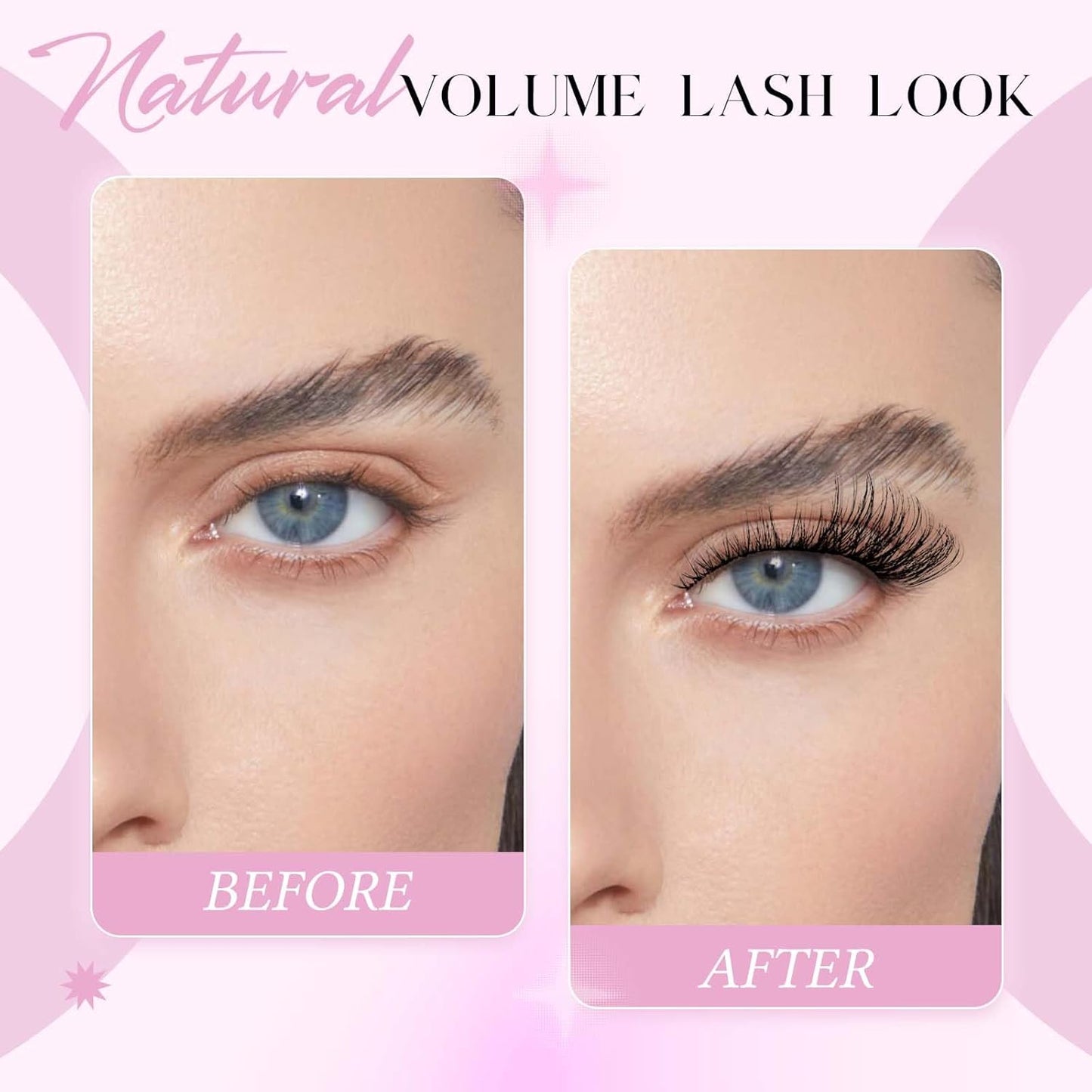 FADLASH False Eyelashes Kit Black Natural Cat Eye Lashes with lash bond Wear Comfortable Fake Lashes with Thin Band 10 Pairs Lash Applicator Tool at Home, BY003