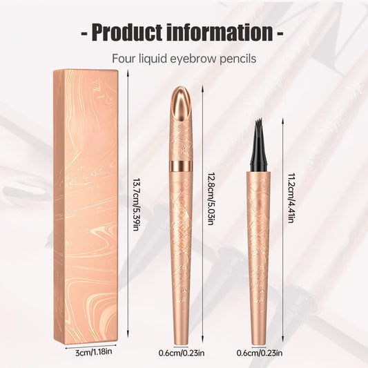 Microblading Eyebrow Pen, 2025 New 3D Waterproof Eyebrow Pencil, Premium Eye Brow Pen with 4 Tip, Long-Lasting Natural Magic Eyebrow Makeup Fine Stroke Contouring Pencil Stay on All Day (Dark Brown)